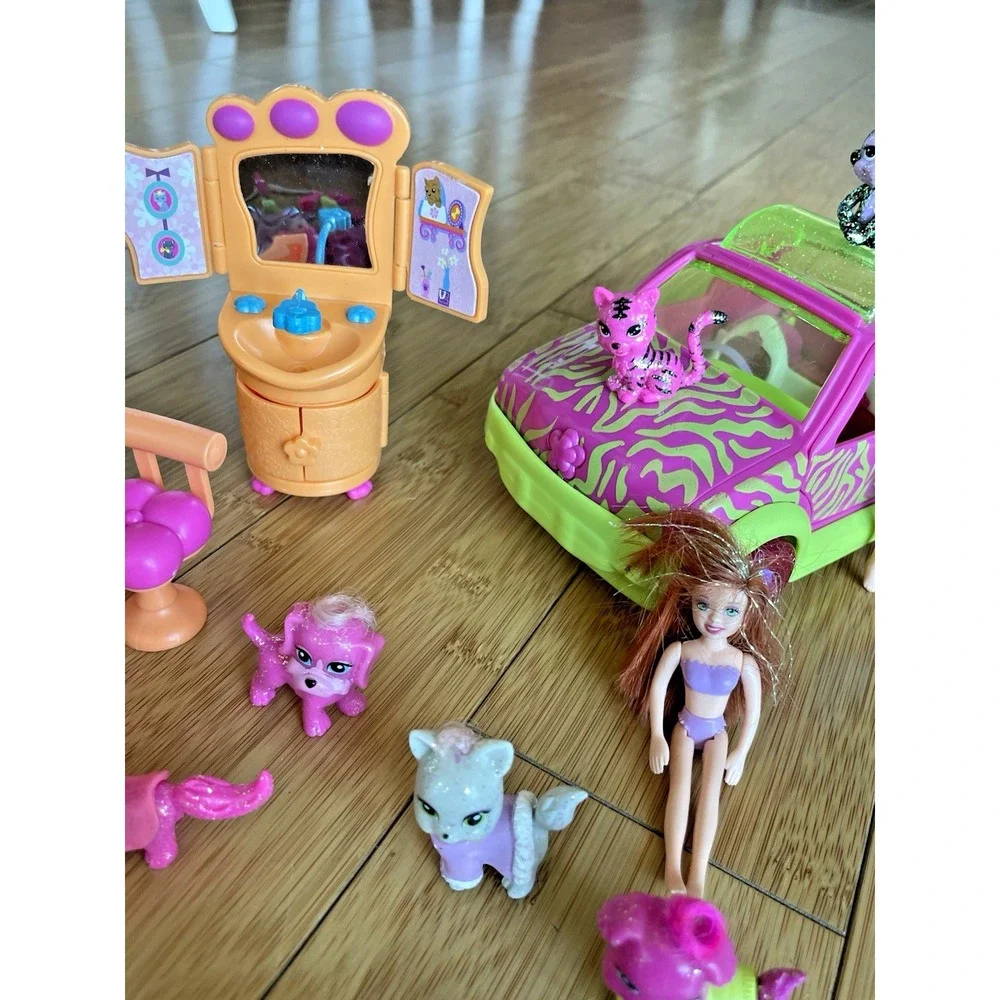 Mixed Lot 40 Pcs Polly Pocket Glitz And Glam‎ Pet Spa Furniture Friends Pets Car
